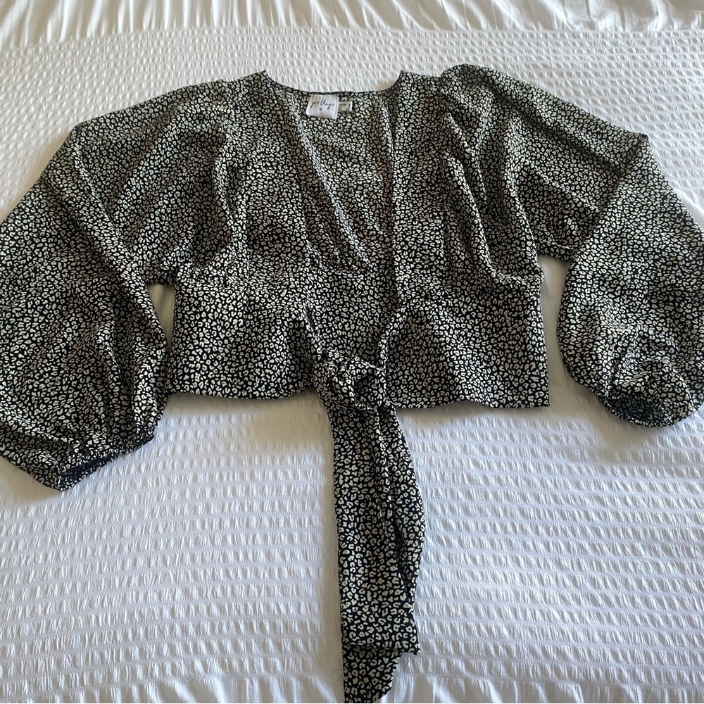 Princess Polly plunge neck tie front blouse (New mood top) size 2 - Picture 5 of 10